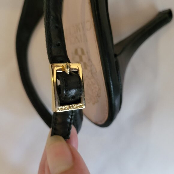 Vince Camuto Stefania Black Leather Slingback Heels Size 7 M - Picture 12 of 13